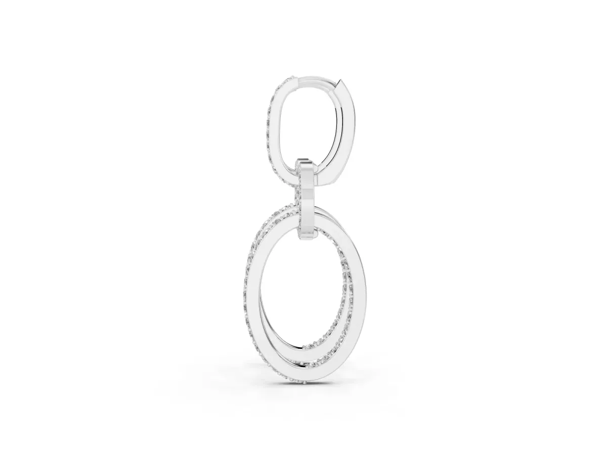 Round Cut Diamond Twisted Link Drop Earrings Silver