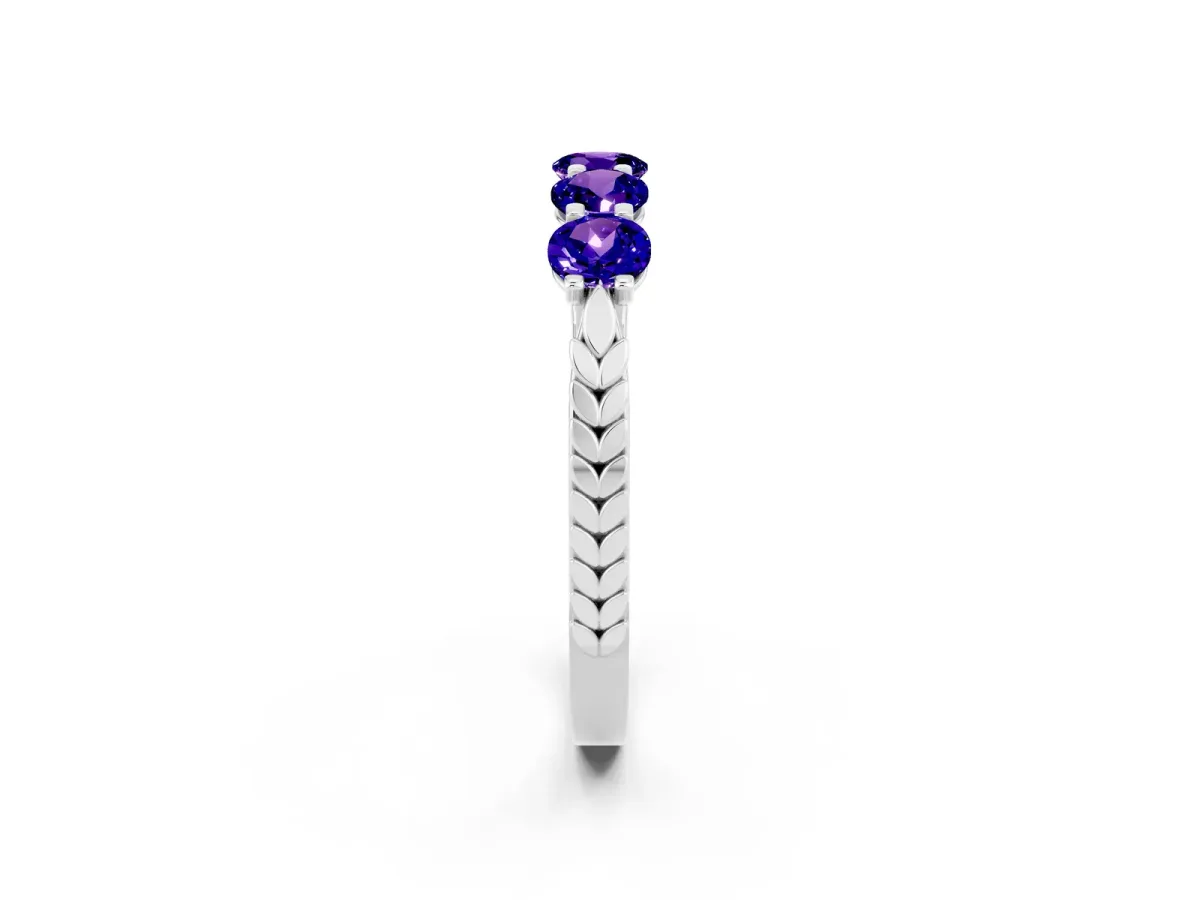 Five-Stone Round Tanzanite Prong-Set Band Platinum