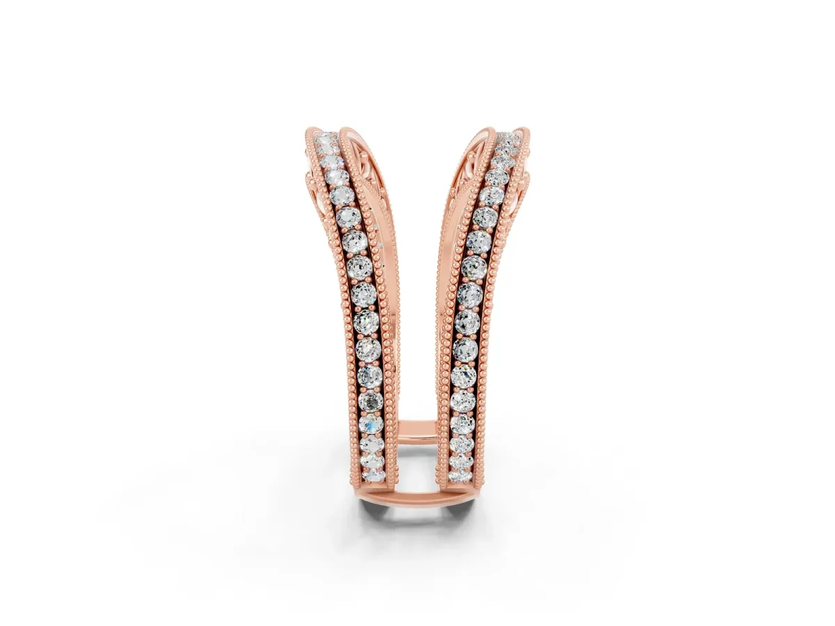 Round Moissanite Milgrain Eternity Band with Channel Setting Rose gold