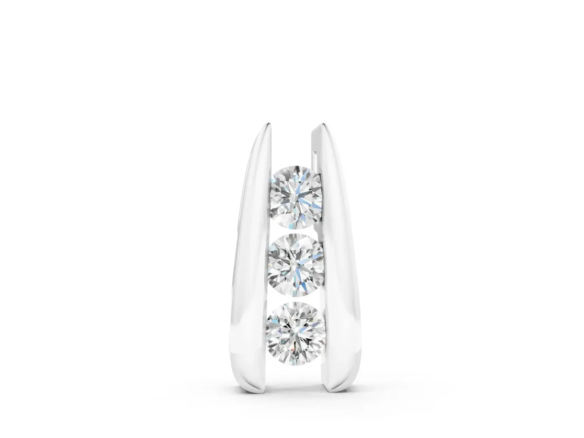 Vertical Channel Set Round Diamond Pendant Silver