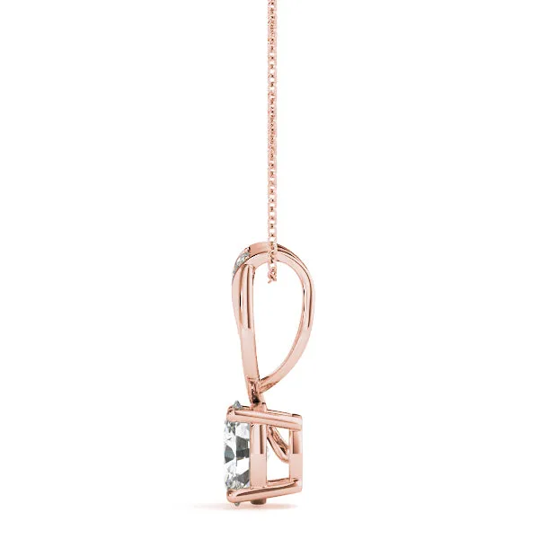 Pavé Oval Solitaire Prong Pendant Rose gold