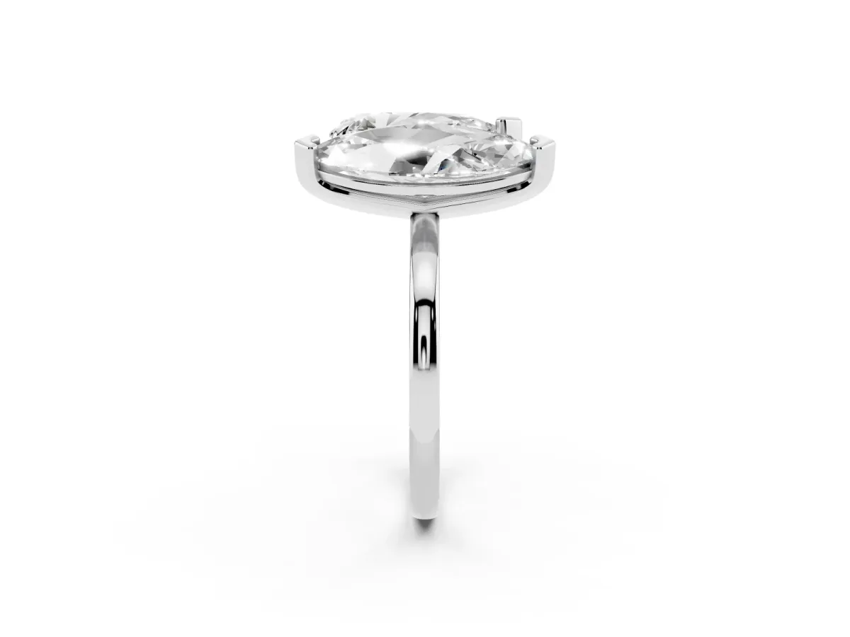 Pear and Marquise Toi Moi Ring with Prong Setting and Plain Band Silver