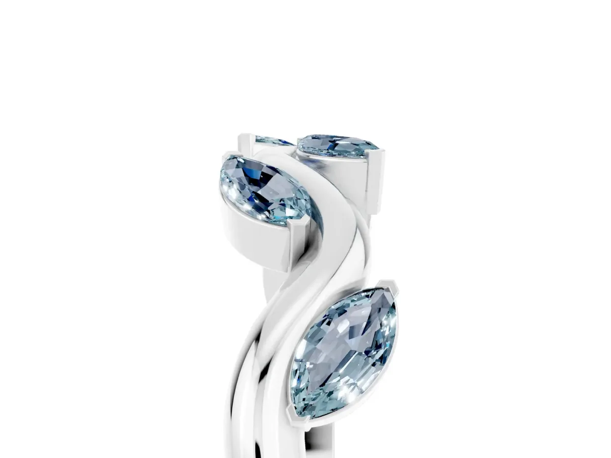 Marquise Aquamarine Twisted Band with Prong Setting Platinum