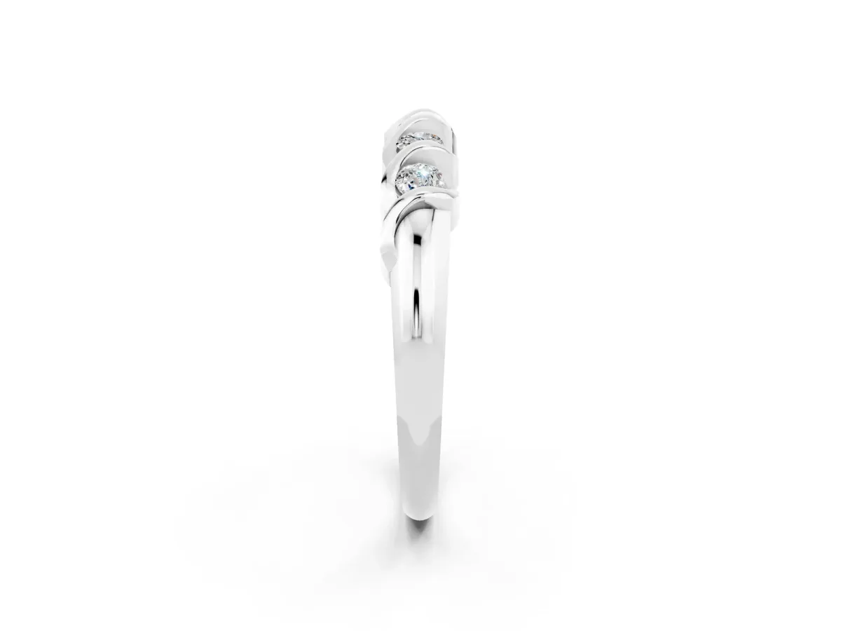 Round Moissanite Eternity Band with Twist Prong Setting Silver