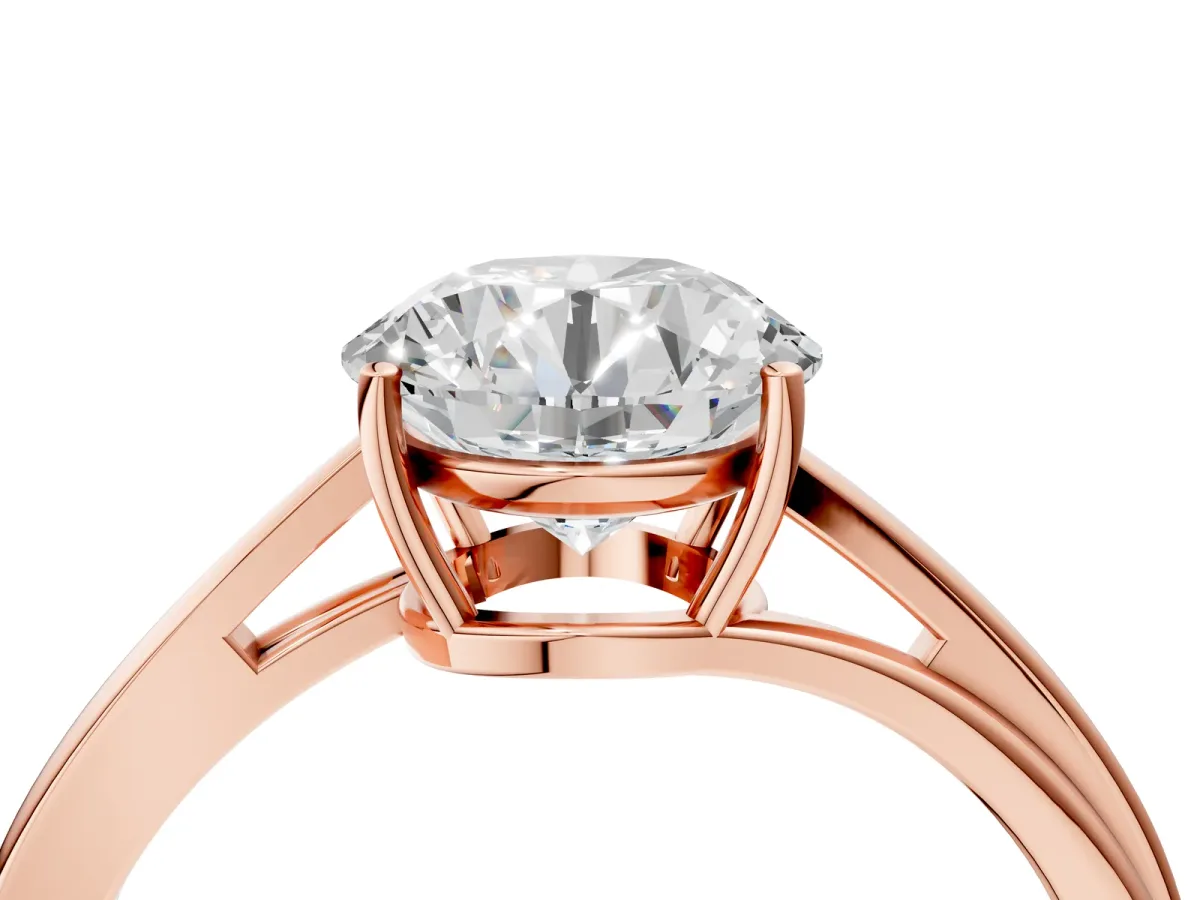 Round Cut Cut Solitaire Twist Band Ring with Four-Prong Setting Rose gold