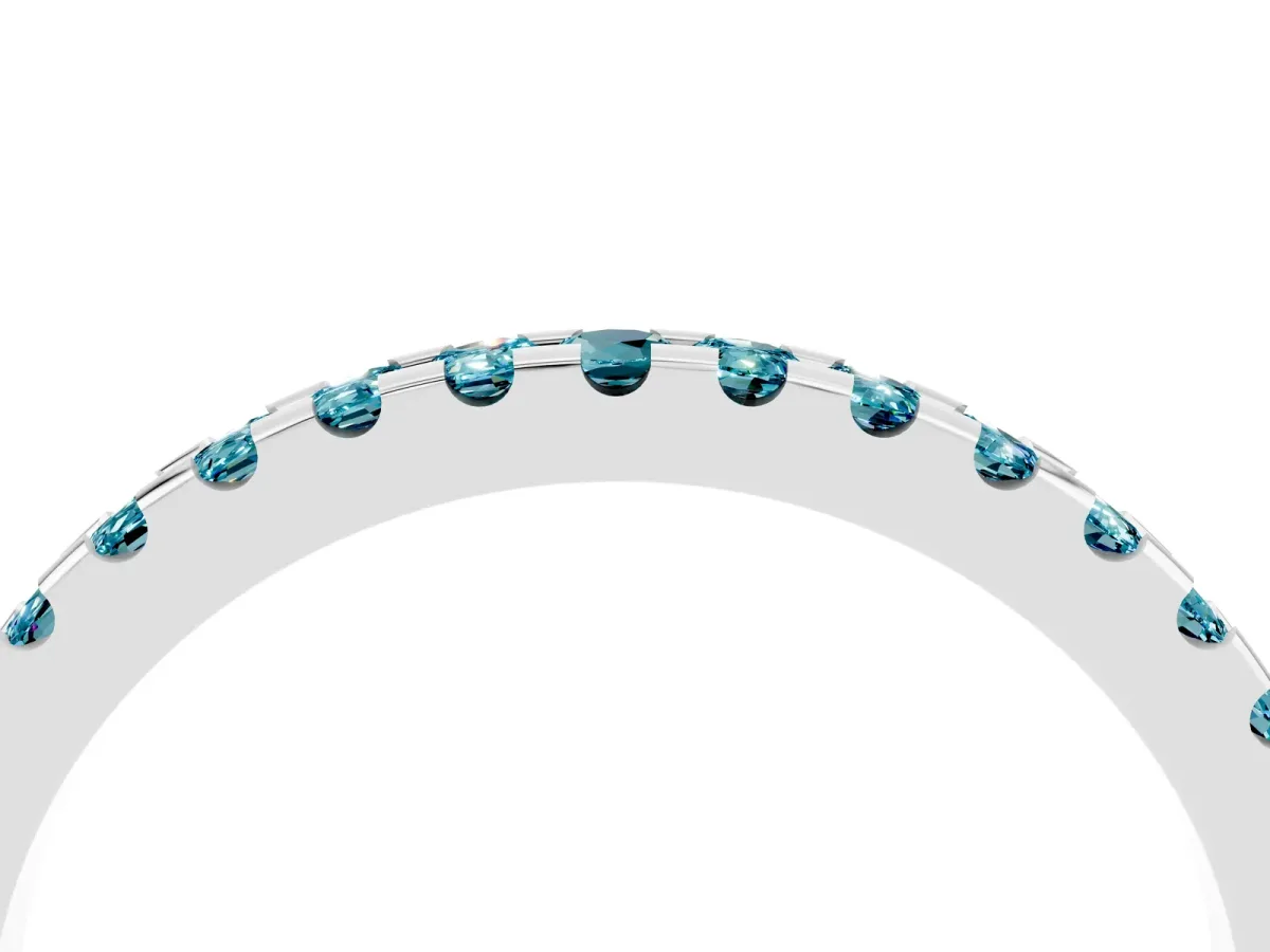 Round Blue Topaz Pavé Set Eternity Band with Micro Prong Setting Silver