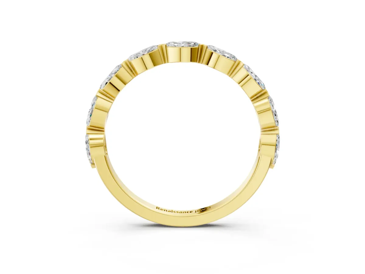 Marquise Diamond Eternity Band with Bezel Setting Yellow gold
