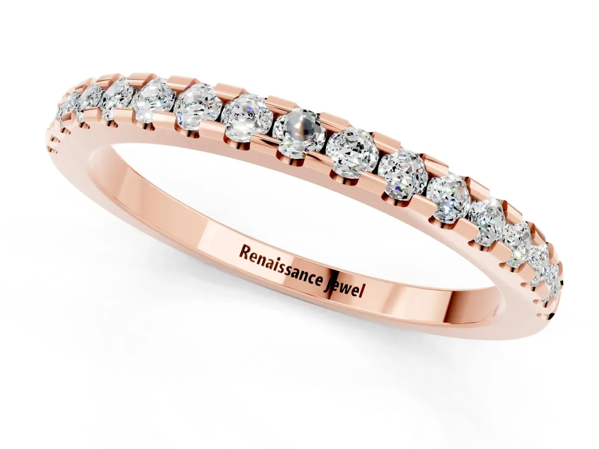 Round Moissanite Pavé Set Eternity Band with Micro Prong Setting Rose gold