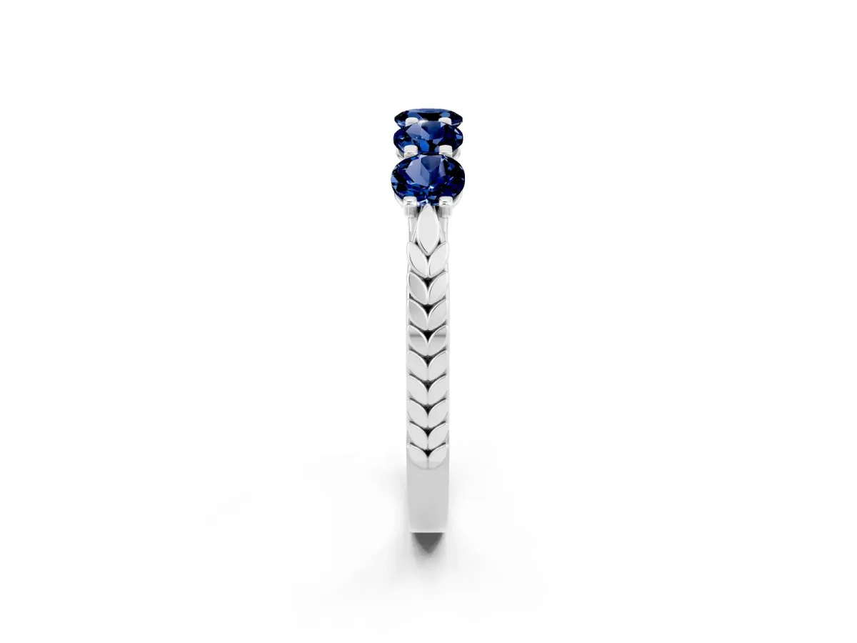 Five-Stone Round Blue Sapphire Prong-Set Band White gold