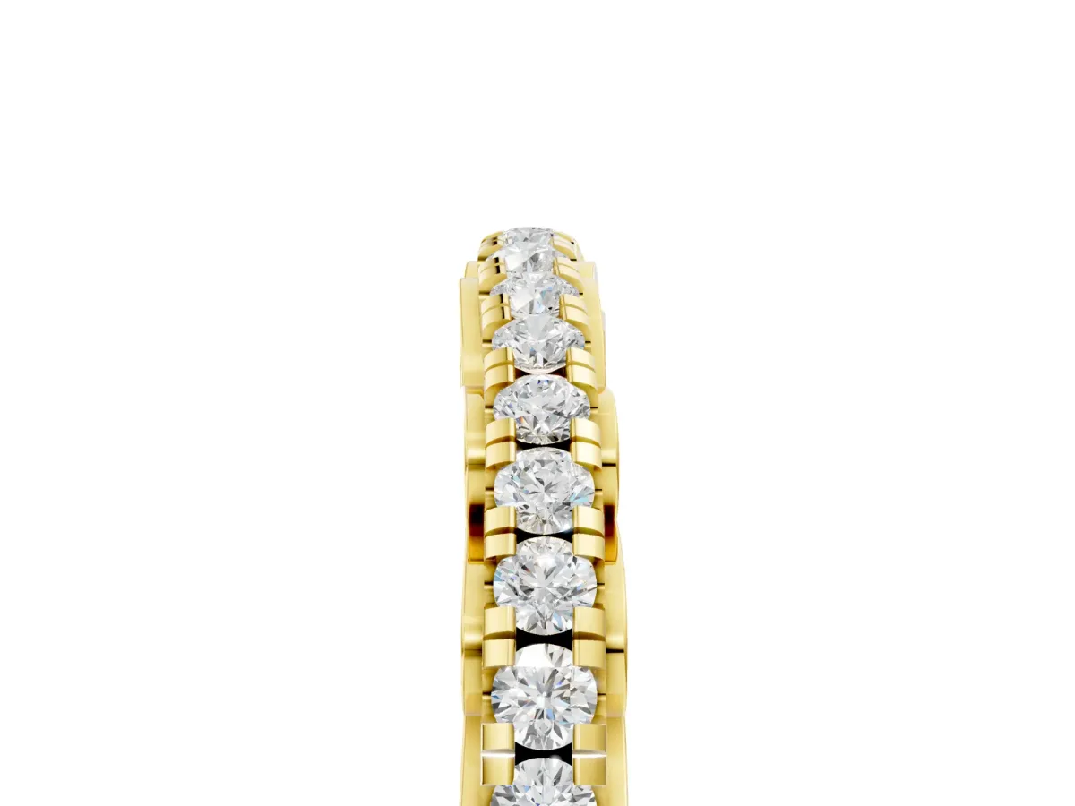 Round Cut Diamond Prong Set Eternity Band Yellow gold