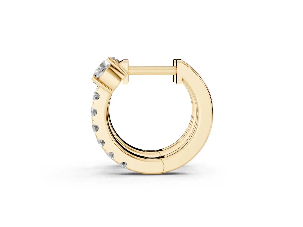 Round Diamond Taylor Huggie Hoop Earrings Yellow gold
