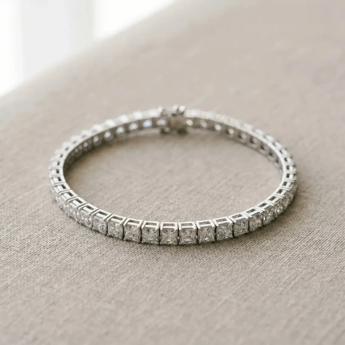 Princess Cut Diamond Tennis Bracelet with Channel Setting Silver