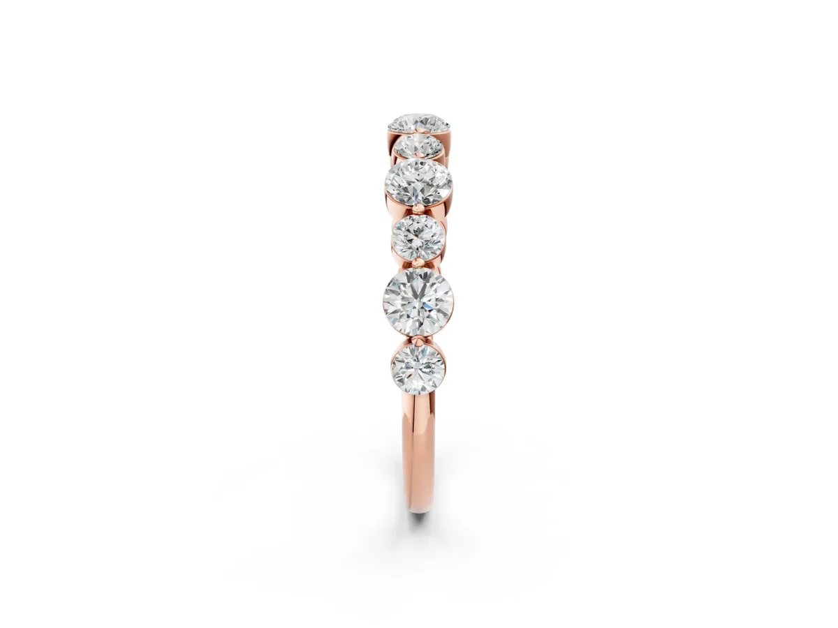 Round Diamond Scalloped Prong Set Eternity Band Rose gold