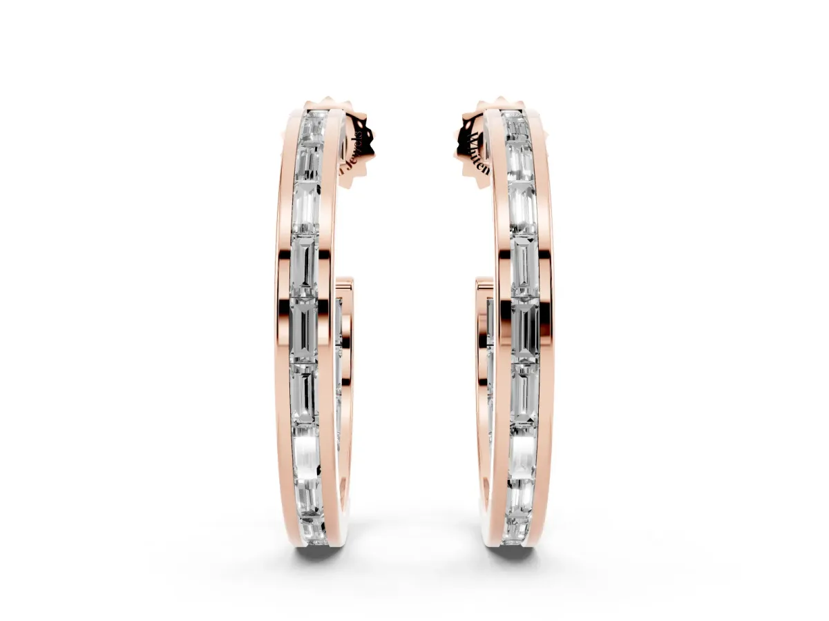 Baguette Diamond Channel-Set Inside-Out Hoop Earrings Rose gold