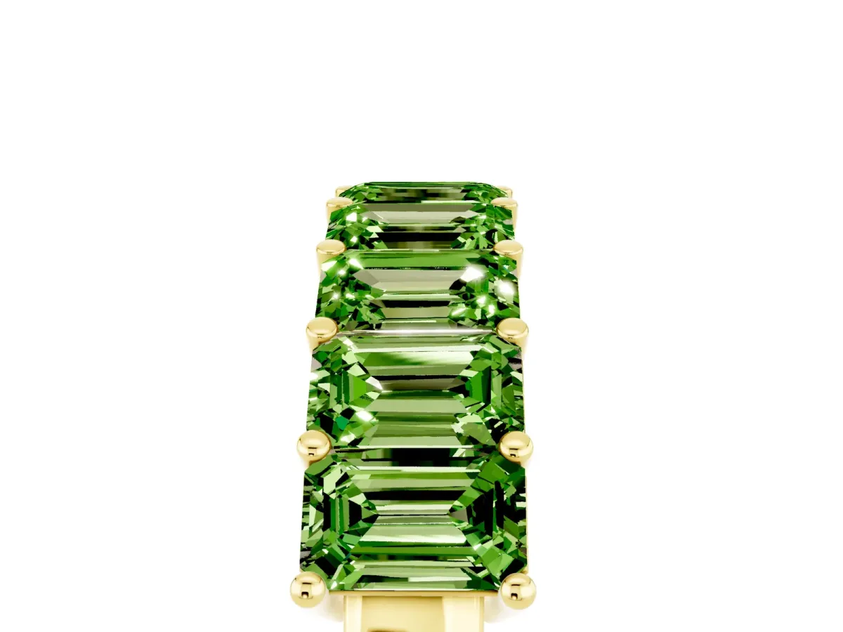 Emerald Cut Peridot Prong-Set Eternity Band Yellow gold