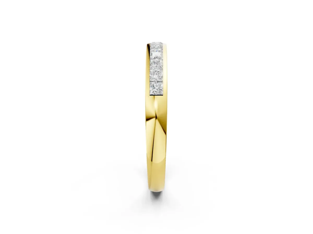 Princess Cut Channel Set Diamond Eternity Band Yellow gold