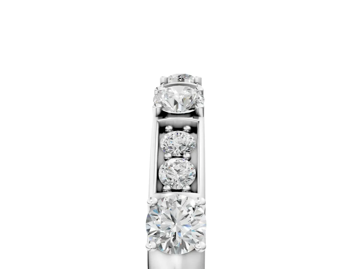 Round Diamond Channel Set Eternity Band with Prong Setting Silver