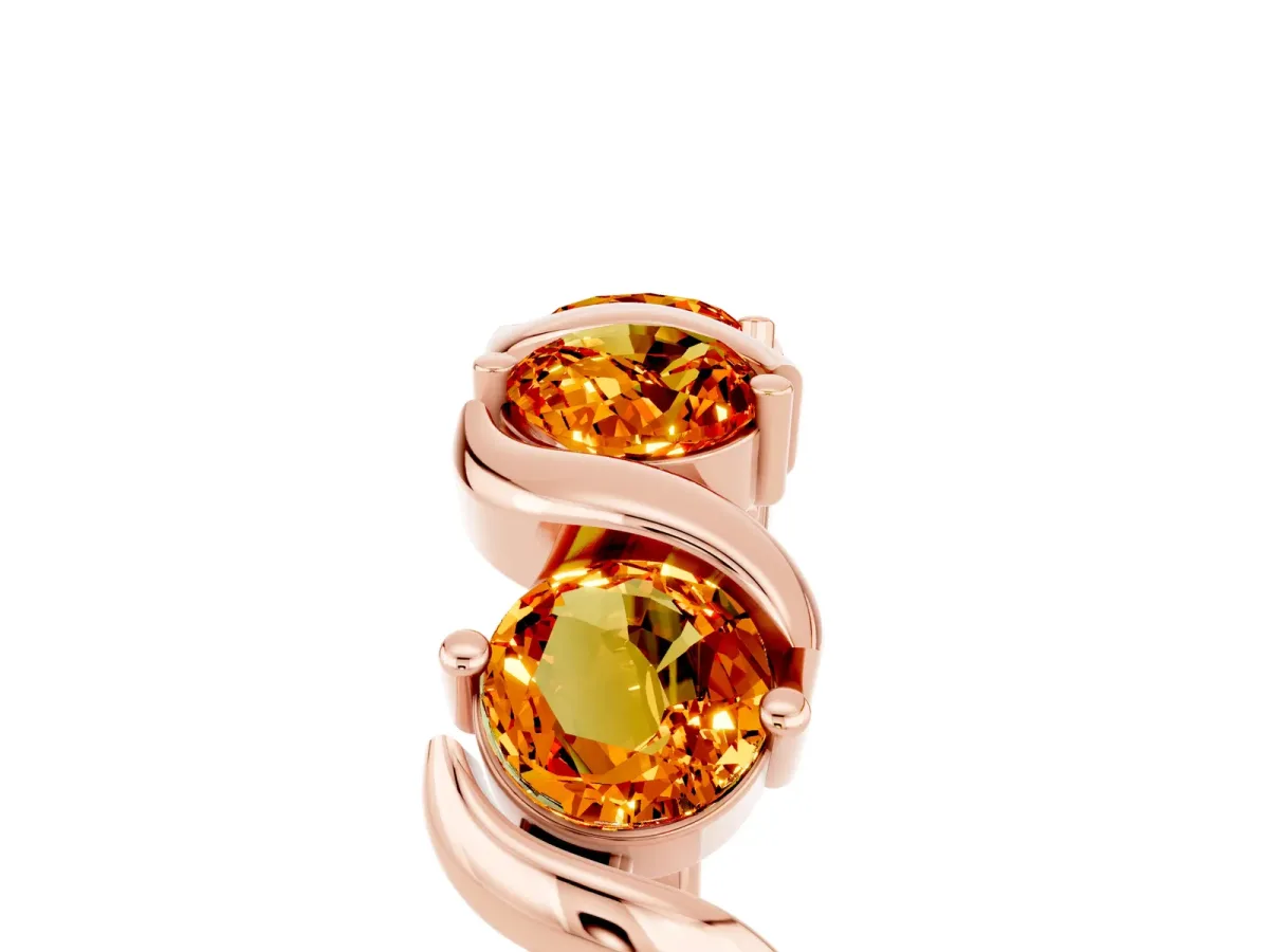 Six-Stone Round Citrine Wave Band with Shared Prong Setting Rose gold