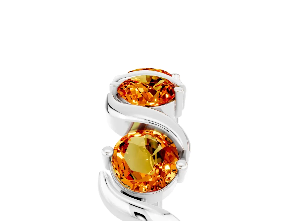 Six-Stone Round Citrine Wave Band with Shared Prong Setting White gold