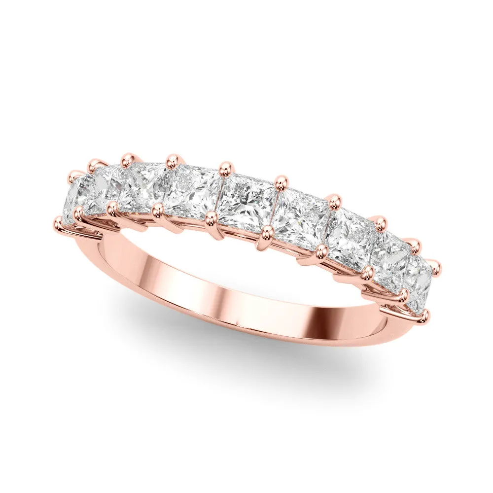 Princess Cut Diamond Prong Set Eternity Band Rose gold