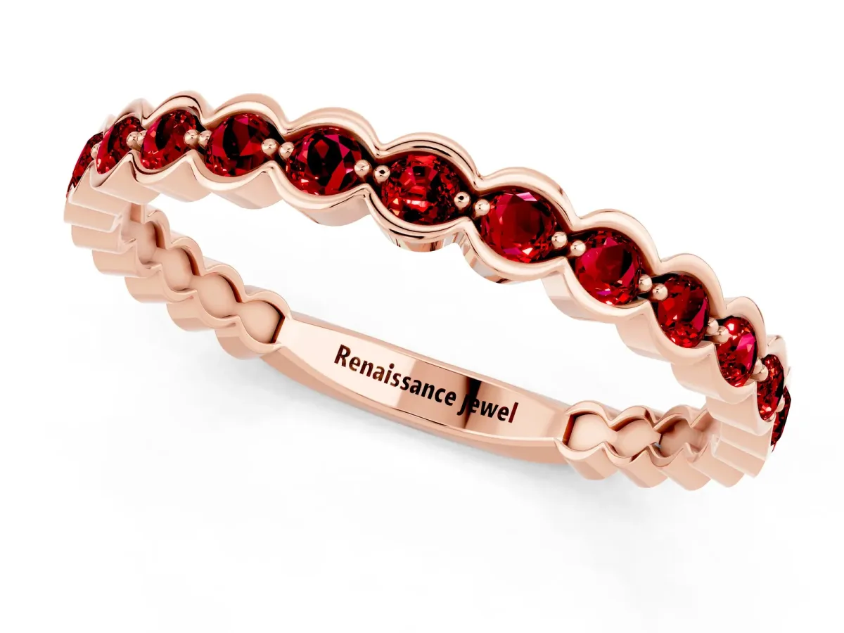 Round Ruby Bezel Set Eternity Band Rose gold