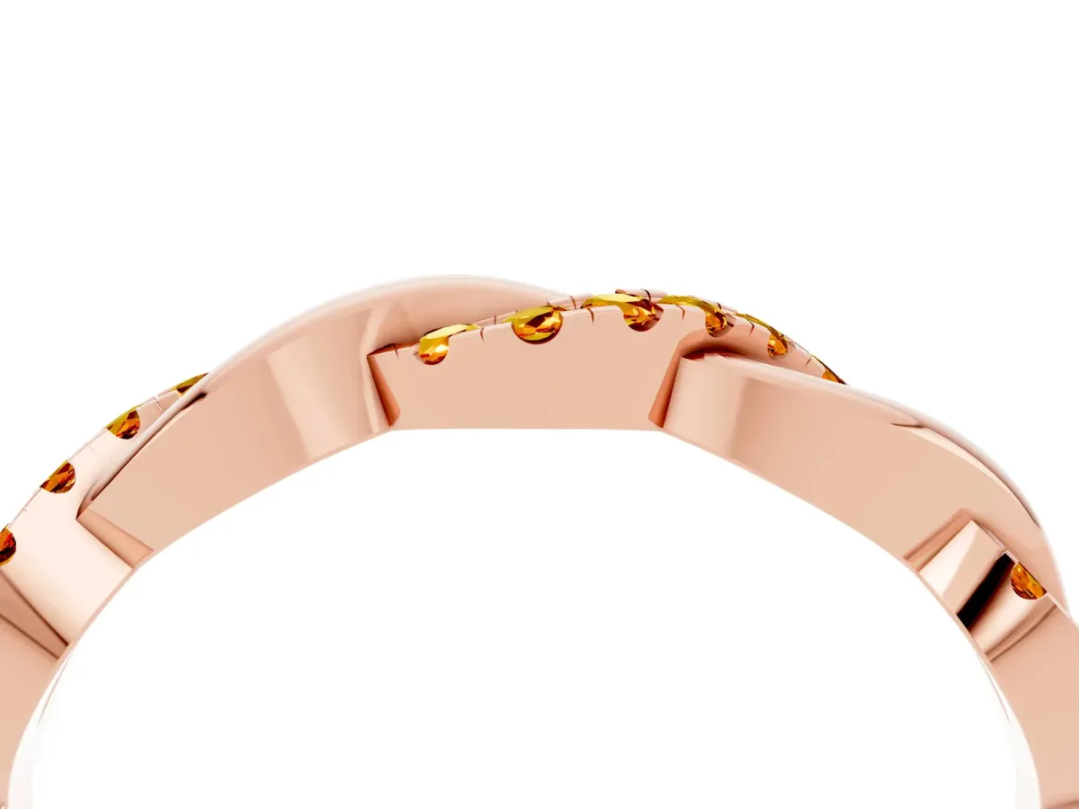 Round Citrine Twist Eternity Band with Pavé Setting Rose gold