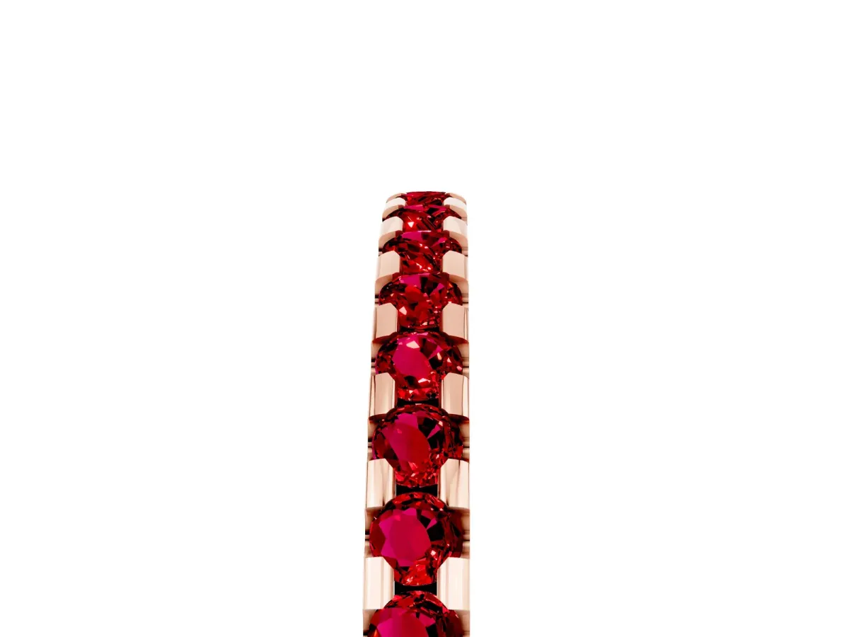 Round Ruby Pavé Set Eternity Band with Micro Prong Setting Rose gold