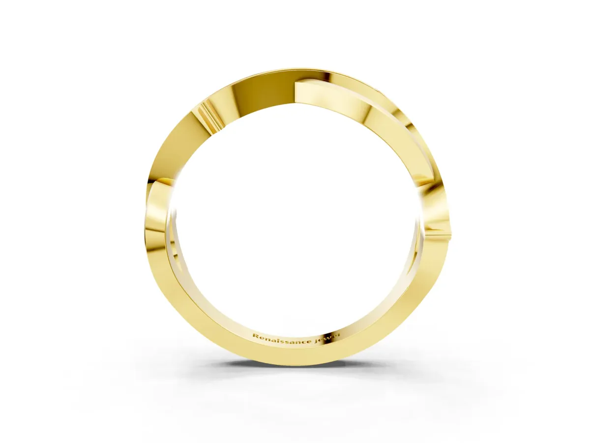 Pavé Round Diamond Twist Band with Channel Setting Yellow gold