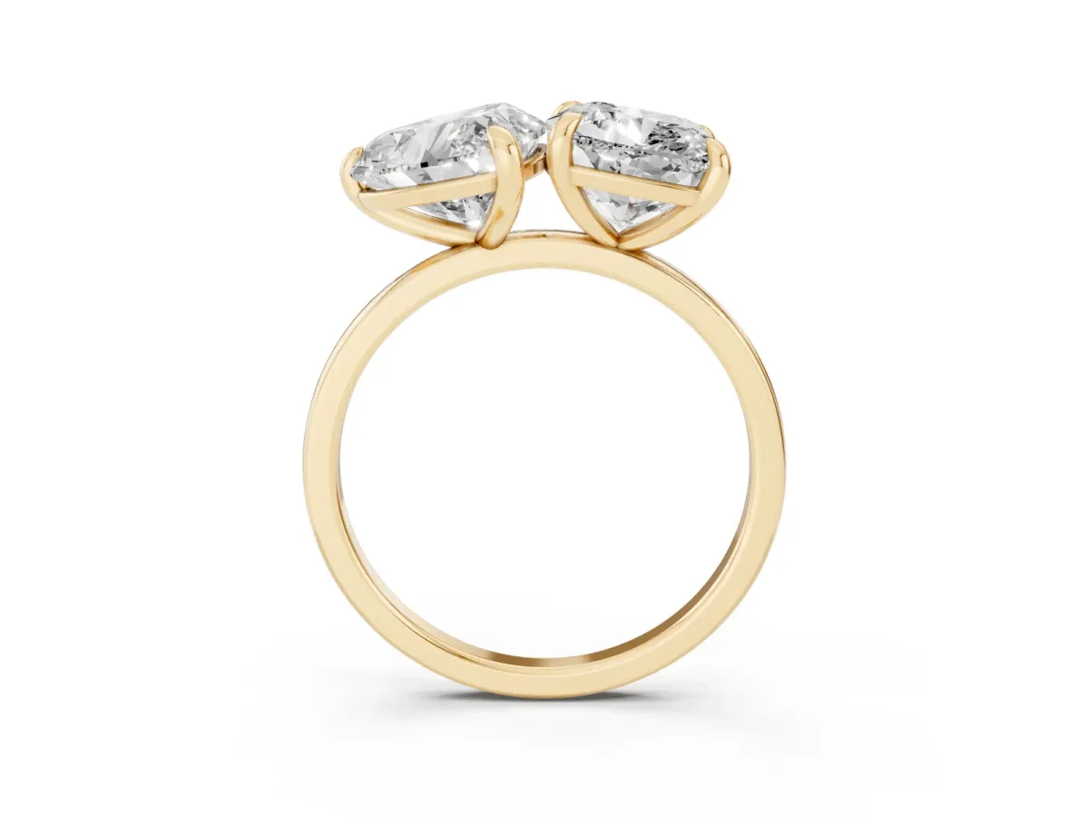 Cushion and Heart Toi Moi Ring with Prong Setting and Plain Band Yellow gold