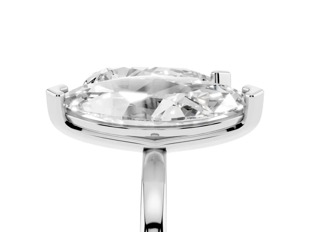 Pear and Marquise Toi Moi Ring with Prong Setting and Plain Band Silver