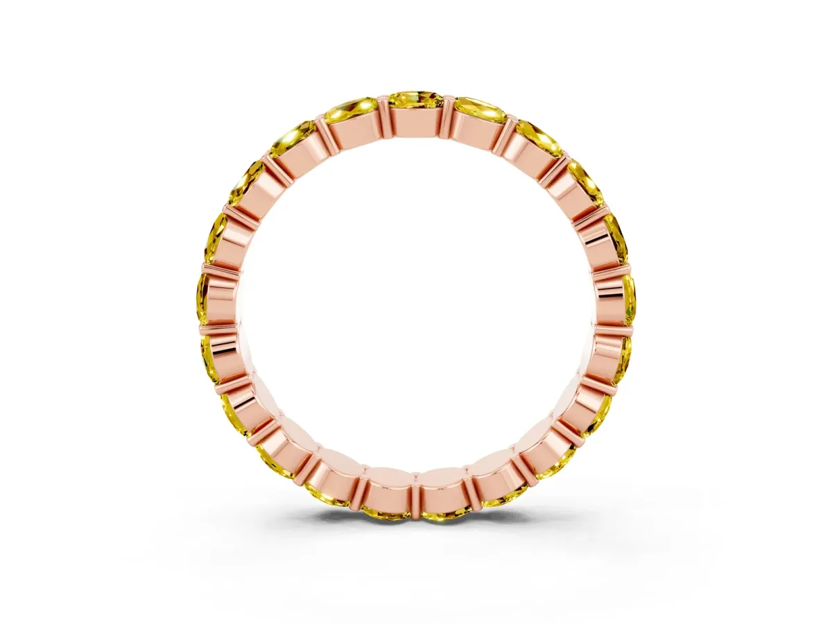 Round Yellow Sapphire Eternity Band with U-Prong Setting Rose gold