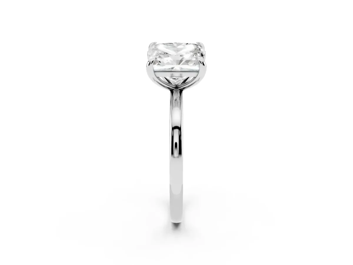 Radiant and Princess Toi Moi Ring with Prong Setting and Plain Band White gold
