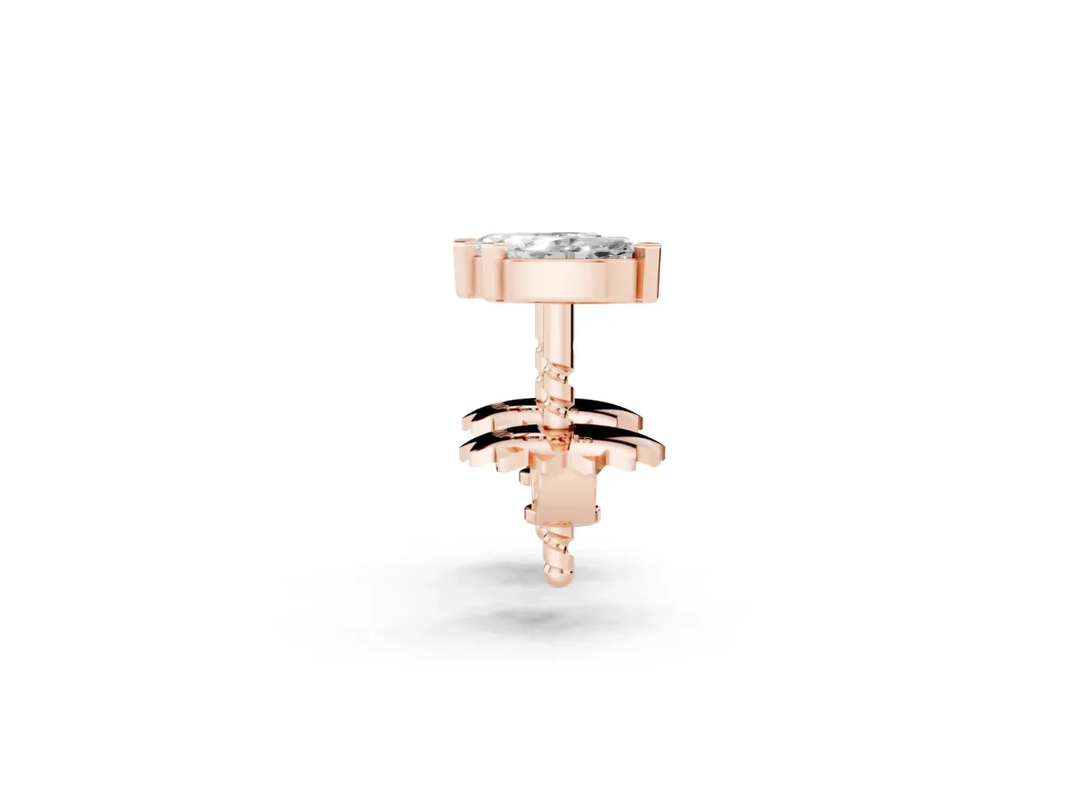 Marquise Diamond Two Stone Stud Earrings Rose gold