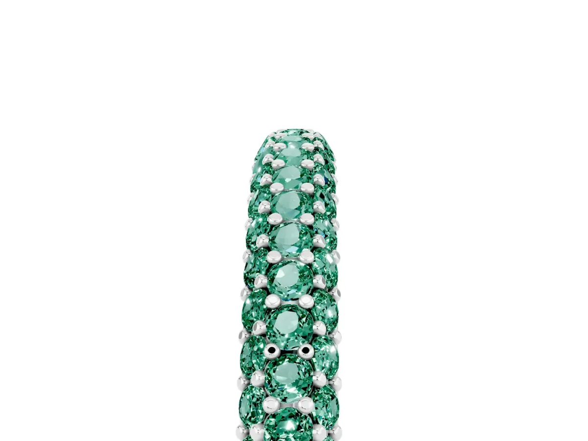 Round Green Sapphire Pavé Eternity Band with Shared Prong Setting Platinum