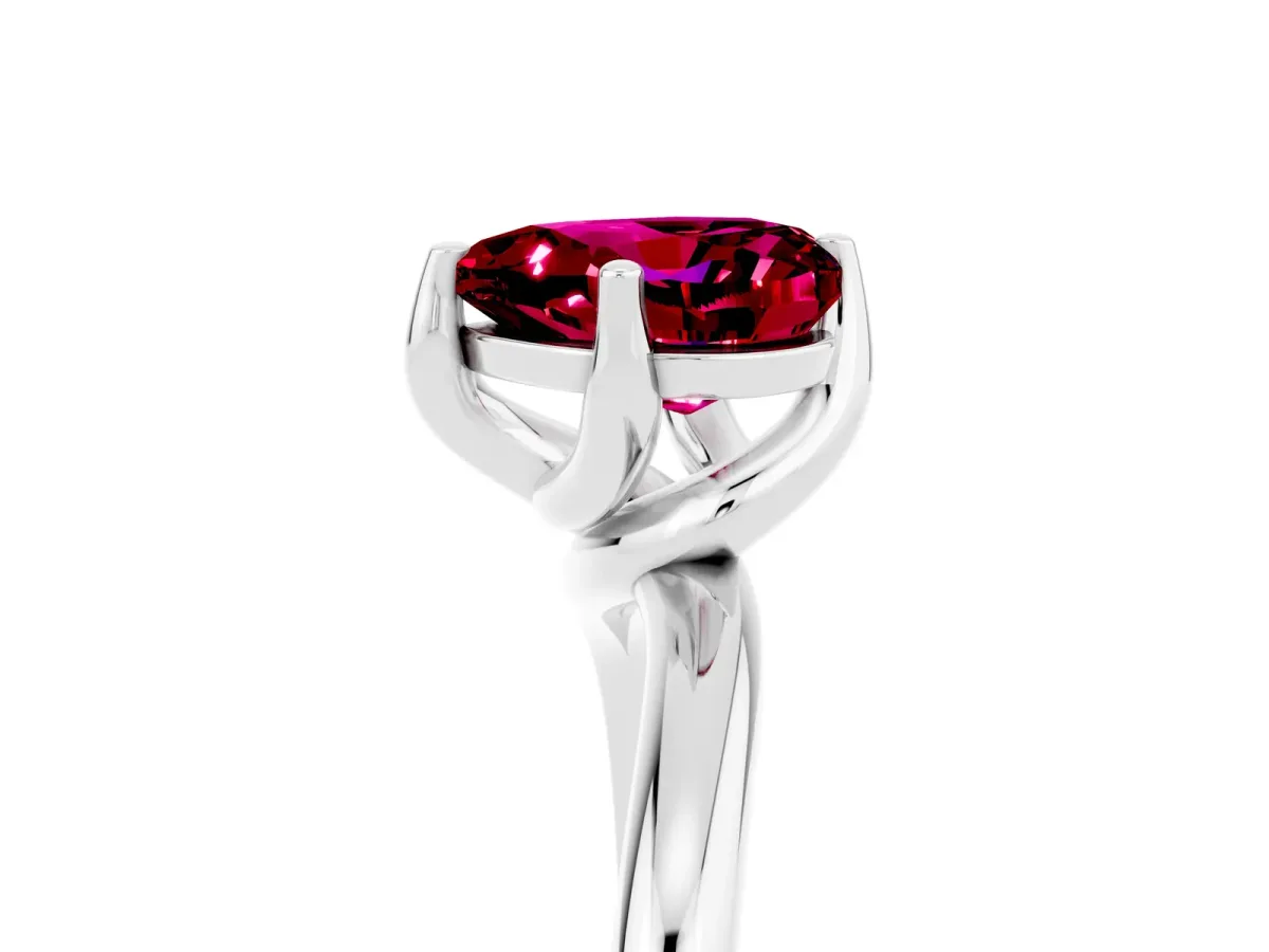 Heart Cut Garnet Solitaire Engagement Ring with Four-Prong Setting and Classic Band Silver