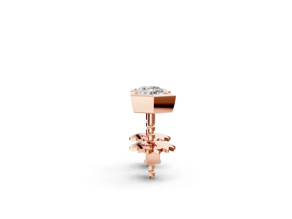 Round Diamond Bezel-Set Stud Earrings Rose gold