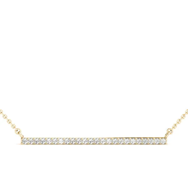 Pavé Round Diamond Bar Necklace with Prong Setting Yellow gold