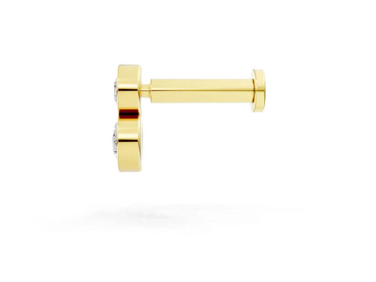 Round Diamond Duo Flatback Earring Yellow gold