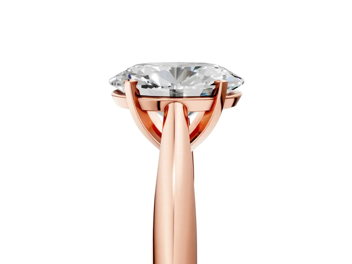 Oval Cut Diamond Solitaire Engagement Ring with Cathedral Setting and Four-Prong Mount Rose gold