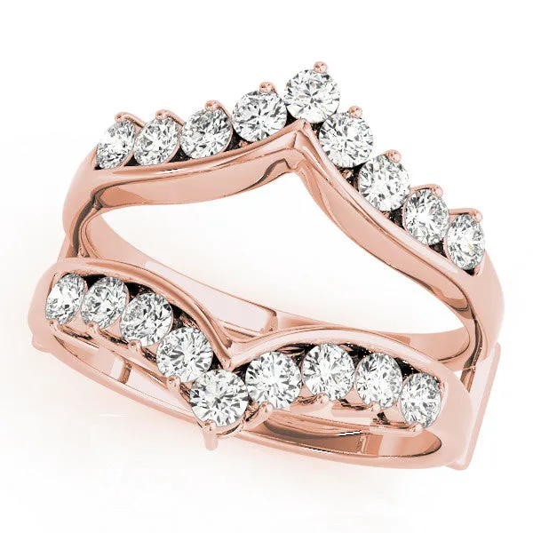 Round Diamond Chevron Eternity Band with Prong Setting Rose gold