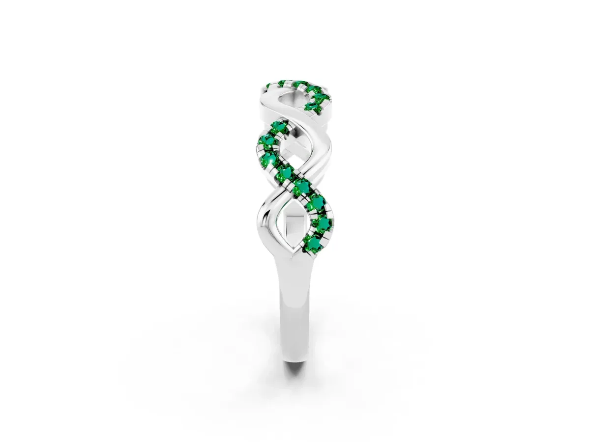 Twist Infinity Round Emerald Band with Pavé Setting Silver