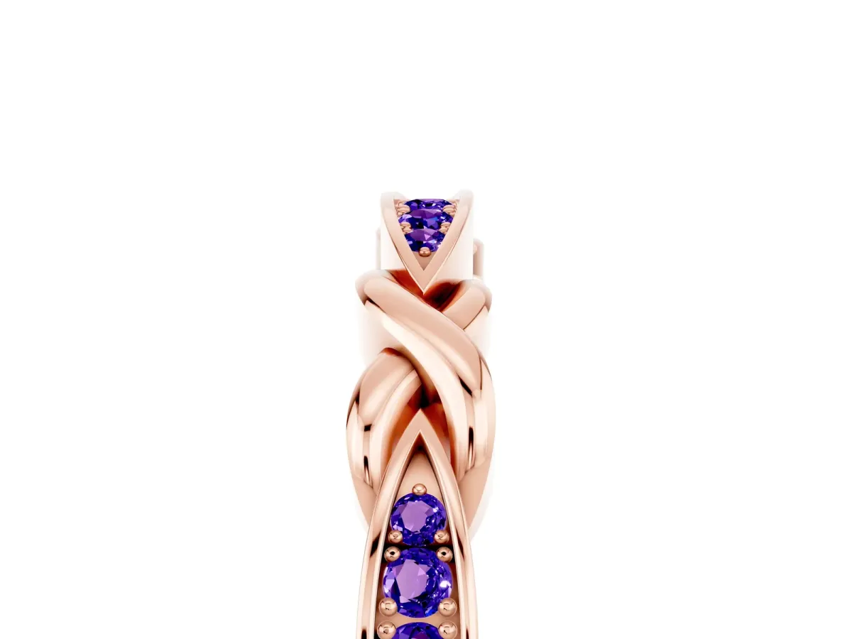 Twisted Marquise Tanzanite Pavé Band with Shared Prong Setting Rose gold