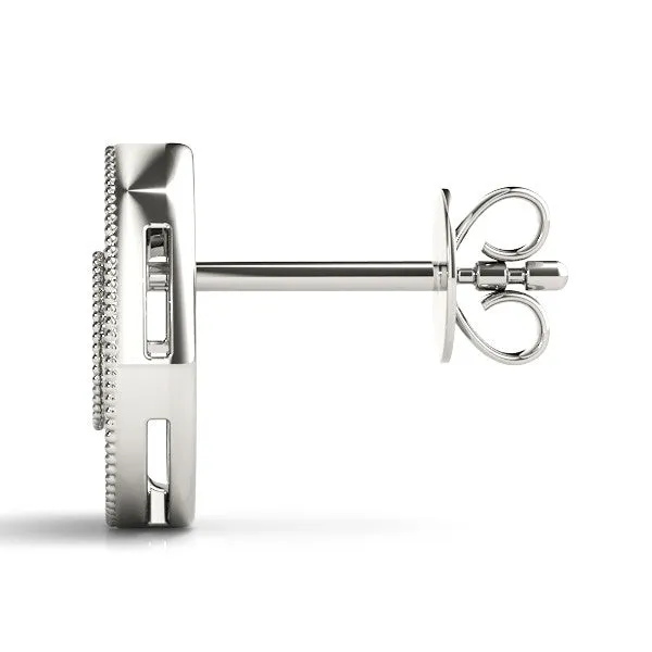 Pavé Pear-Shaped Halo Stud Earrings with Milgrain Detailing Silver