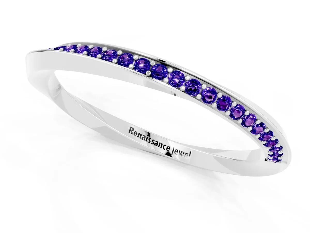 Pavé Round Tanzanite Twist Band White gold