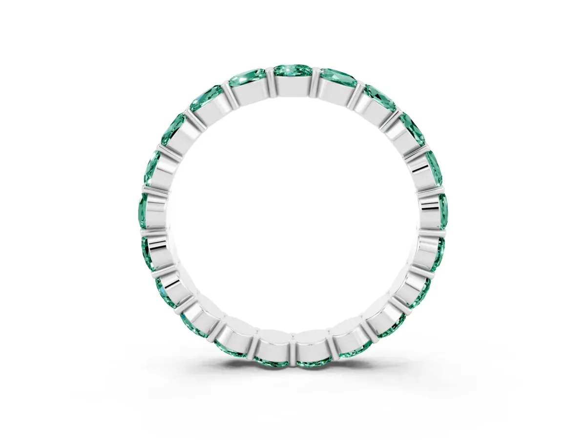 Round Green Sapphire Eternity Band with U-Prong Setting Platinum