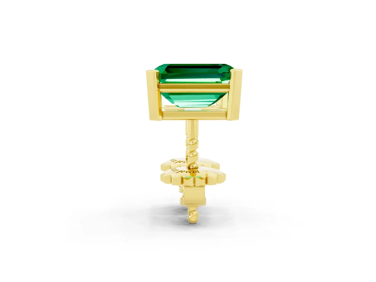 Emerald Cut Emerald Stud Earrings Yellow gold