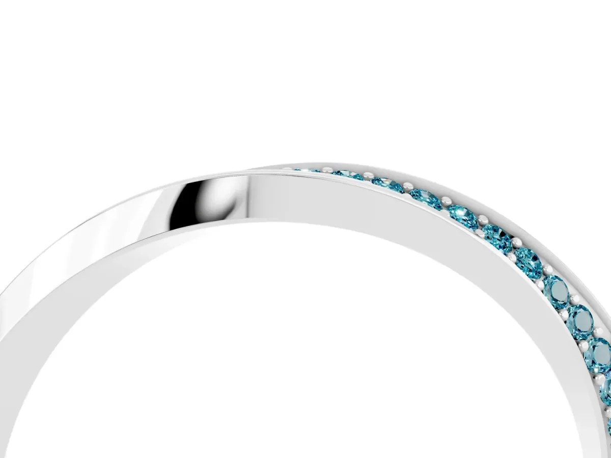 Pavé Round Blue Topaz Twist Band White gold