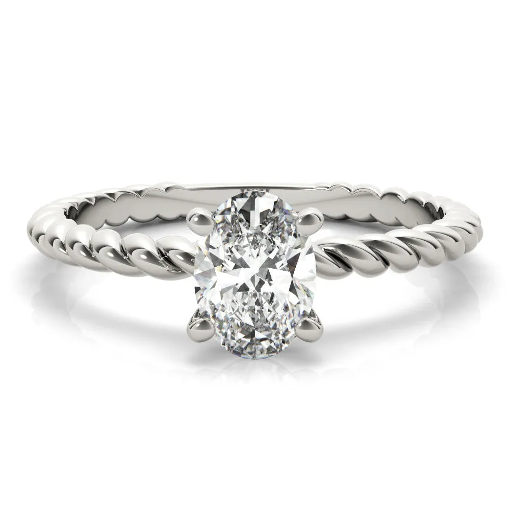 Radiant Cut Solitaire Twisted Band 4-Prong Ring Platinum