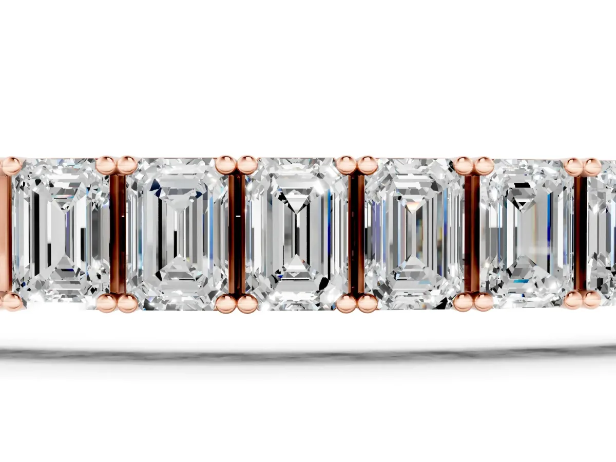 Emerald Cut Diamond Tennis Bracelet with Four-Prong Setting Rose gold