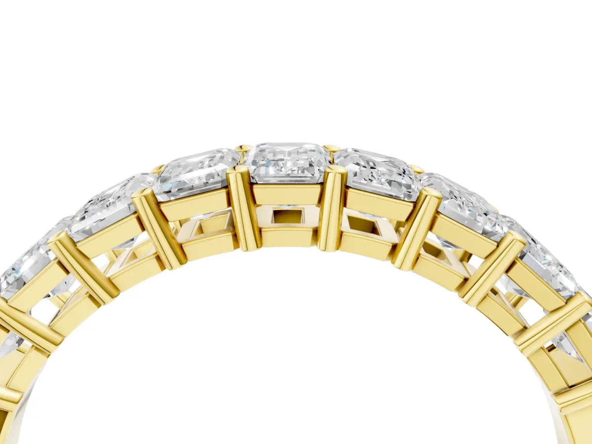 Emerald Cut Diamond Prong-Set Eternity Band Yellow gold